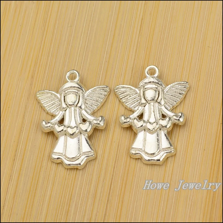 20 шт. качественный Яркий серебряный кулон в виде ангела/девочки подходит для