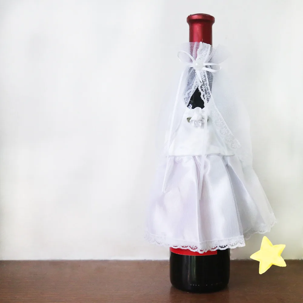1 Set Groom and bride dress bottle Red Wine decoration champagne clothes wine sets Wedding Party Events DIY Decor 40%off | Дом и сад