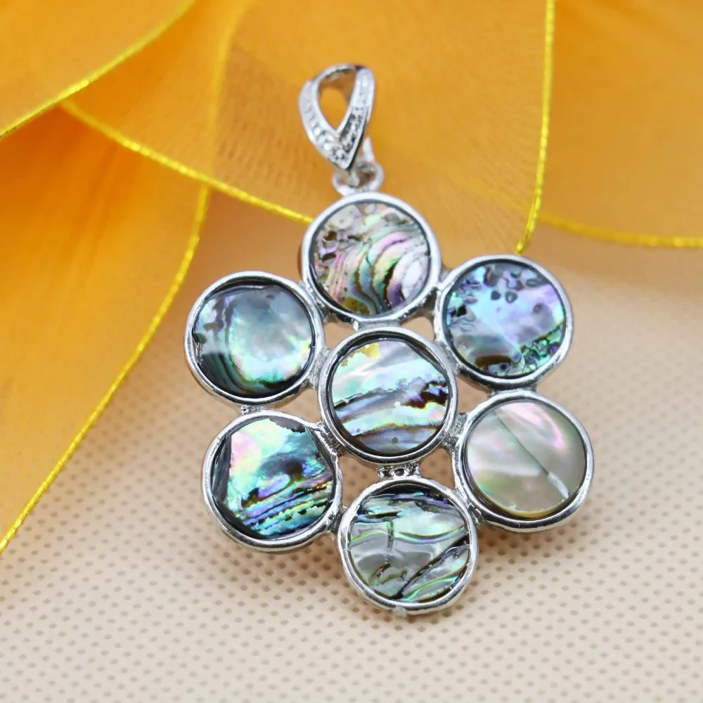35 мм Модный цветочный дизайн в полоску материал абалона Морская ракушка кулон