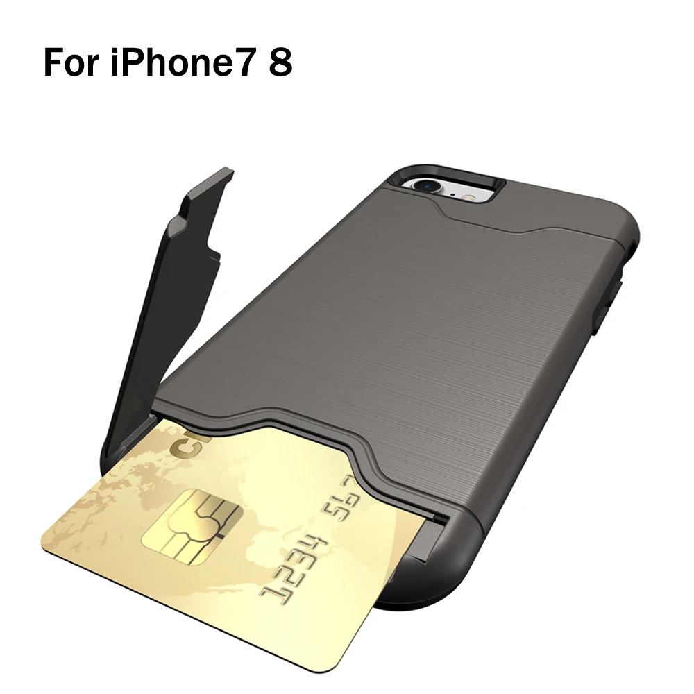 Роскошный армированный чехол 2 в 1 для iPhone 7 8 со скрытым слотом карт
