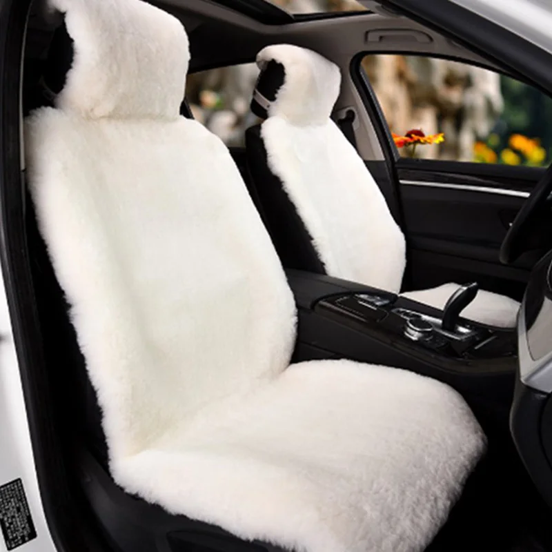 White Fur Seat KAWOSEN, 1 шт., Австралийская овчина, мех, чехол для сиденья, супер теплый универсальный чехол для автомобильных сидений, шерстяные Чехлы для автомобильных сидений, авто подушка WSCP02 - Название цвета: White Fur Seat