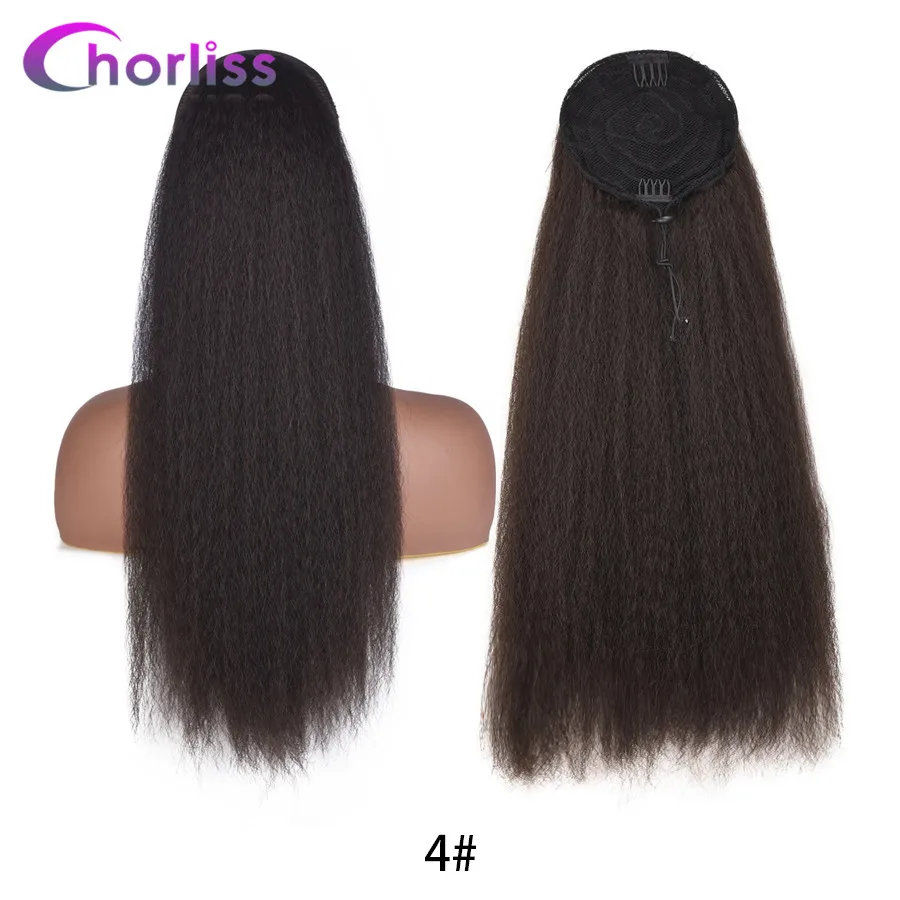 Dark Brown Chorliss 22 дюймов кудрявый прямой синтетический конский хвост для наращивания шнурок афро конский хвост термостойкие волосы конский хвост с расчески - Цвет: Dark Brown