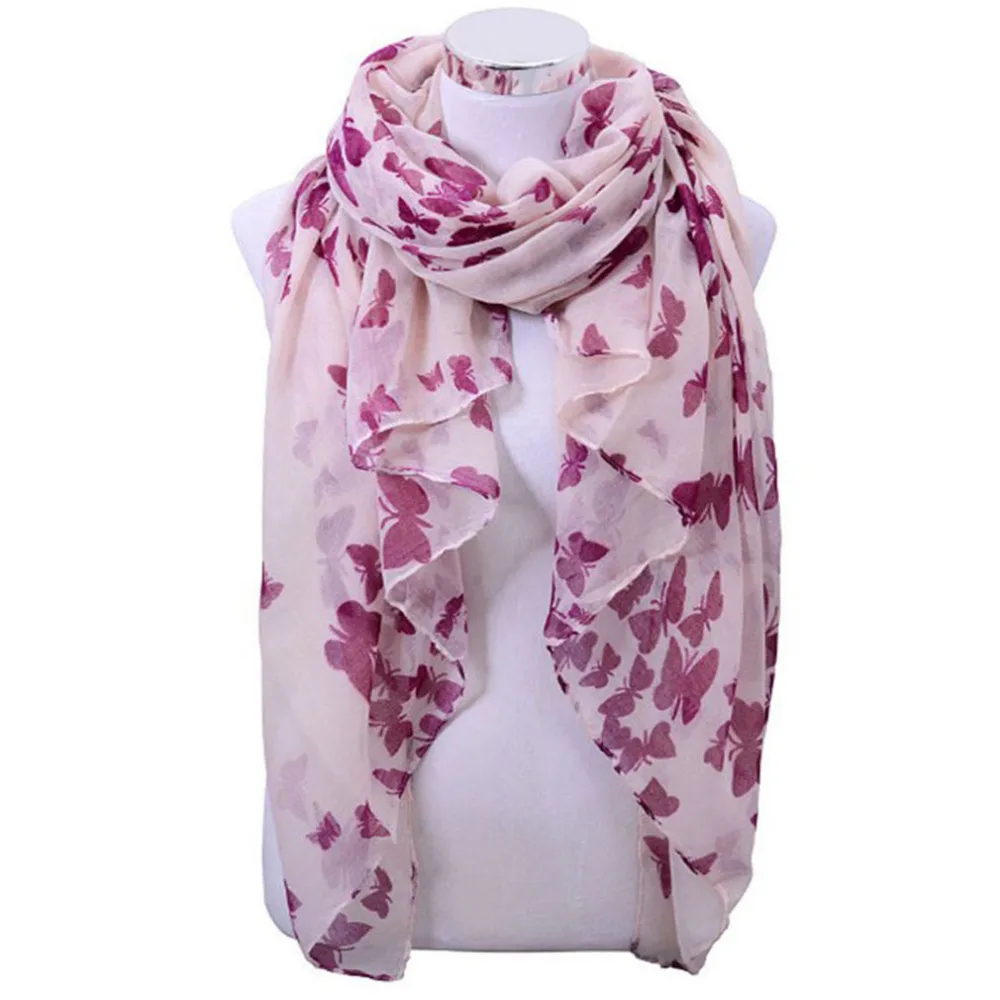 fashion butterfly voile scarf women Sping and Autumn thin long shawl echarpe ladies brand scarves Arabic hijab big size |