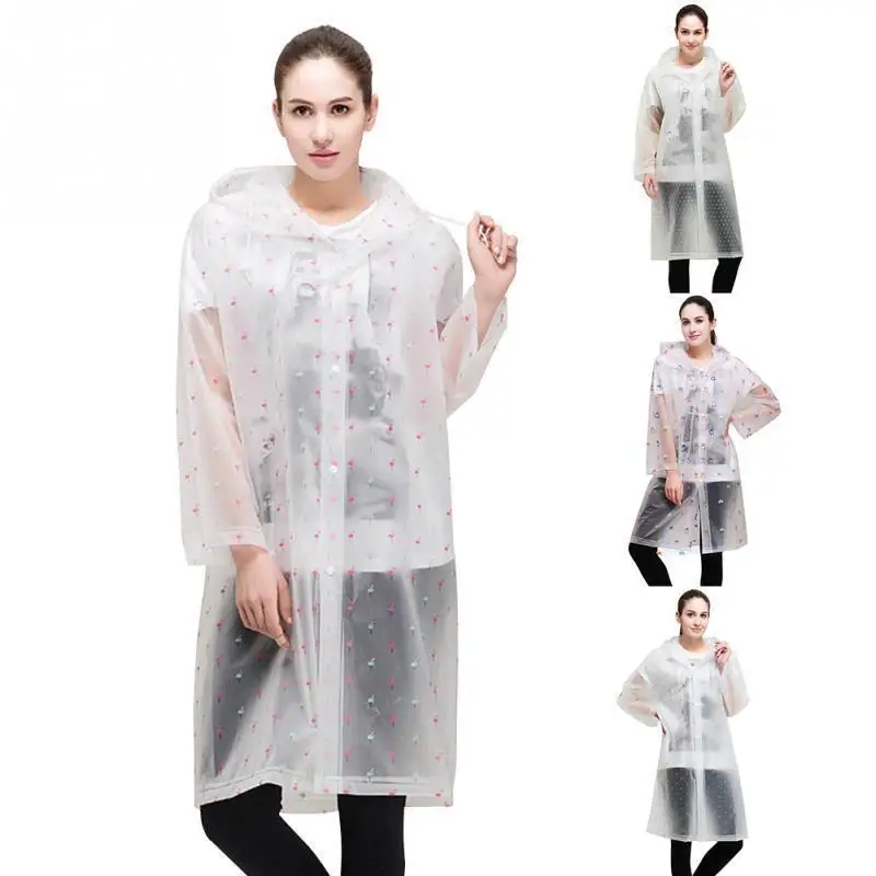 ZT Fashion Women Floral Transparent Plastic Girls Raincoat Travel Waterproof Rainwear Adult Poncho Outdoor Rain Coat JJ-SYYY123- |