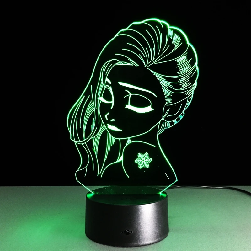 3D светодиодный потолочный LED ночник настольная лампа девушка подсветка детская Ночная визуальный светодиодные лампы для письменного стола Иллюзия для настроения лампа 7 цветов