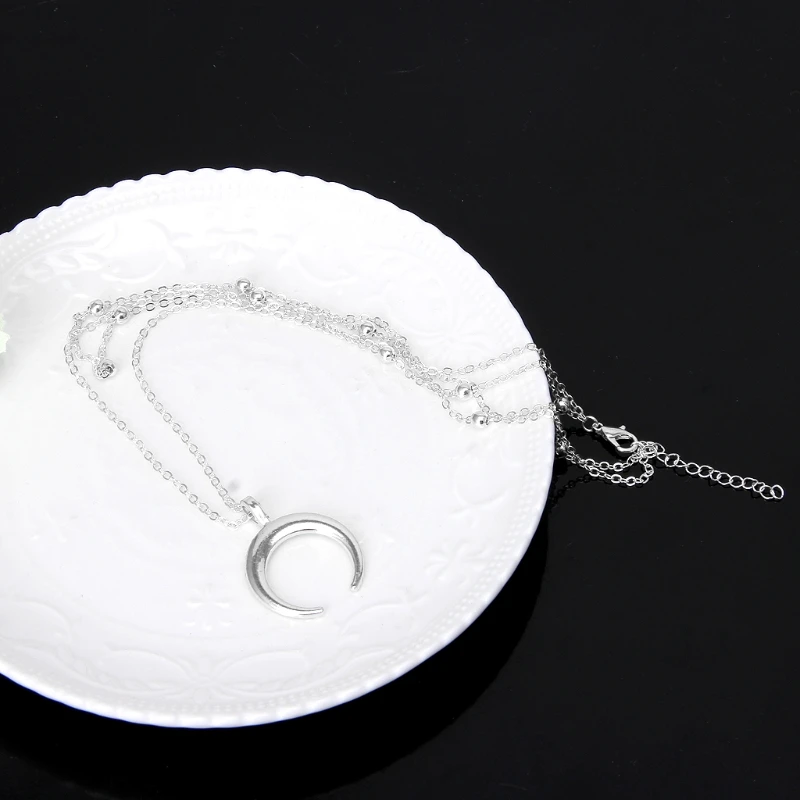 Бохо полумесяц ожерелье с подвеской в виде полумесяца двойной рог ювелирные