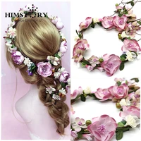 fairy bohemia style rose flower vine wedding seaside holiday party hair wreath accessory floral bridal hairwear
