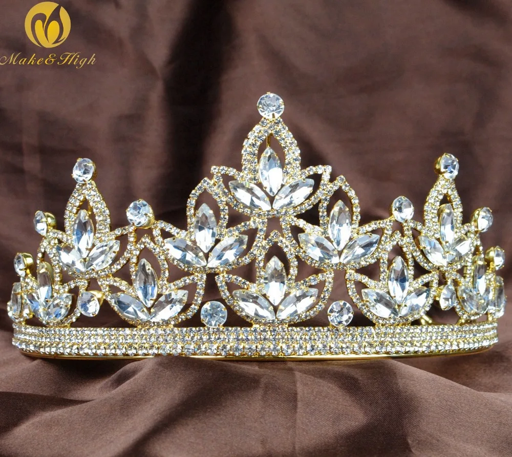 Женская тиара и короны со стразами украшение для волос золотые свадебные