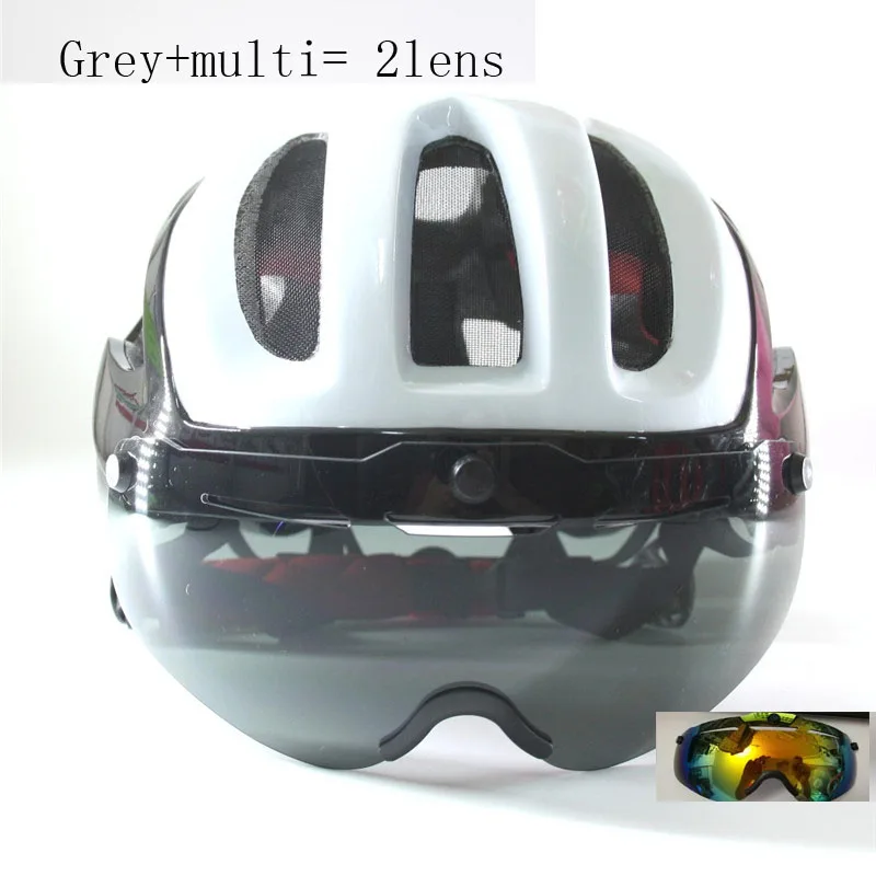 sw w BLK in 2 lens Scohiro, велосипедный шлем, 3 линзы, козырек, солнцезащитные очки, MTB, горная дорога, велосипедный шлем, шлем, Cascos, Ciclismo, велосипедный шлем для взрослых - Цвет: sw w BLK in 2 lens