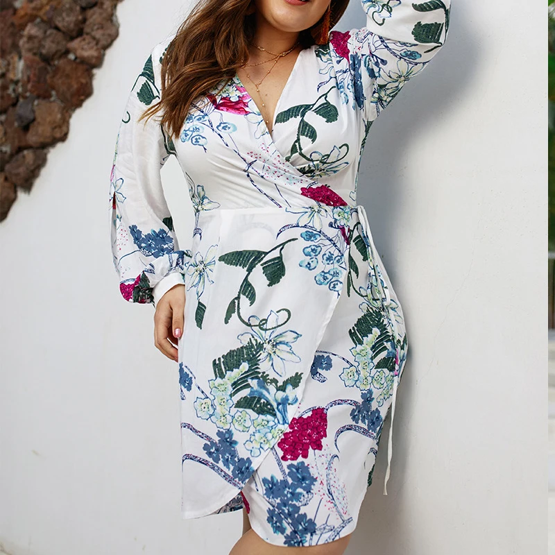 2020 женское летнее платье с цветочным принтом длинными рукавами в стиле бохо