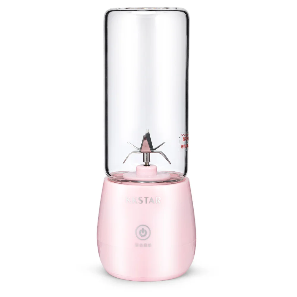 Pink 450 мл перезаряжаемая электрическая портативная соковыжималка для фруктов, овощей, Миксер для сока, шестилистное лезвие, фруктовый ледяной смузи, блендер, машина - Цвет: Pink