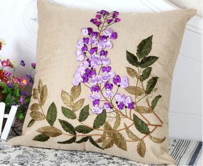 1pcs 60x60cm England Ribbon embroidery kit pillow cushion cover car sofa set handcraft DIY handmade needlework art home decor | Дом и сад