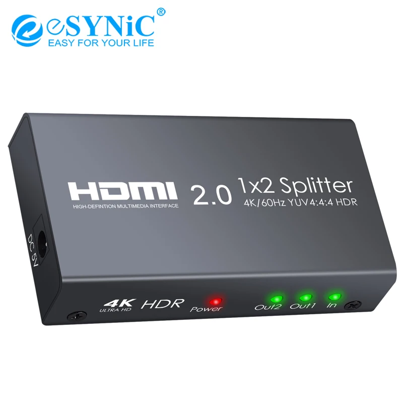 1 в 2 из HDMI 2,0 сплиттер с USB кабелем питания Поддержка 4 K/60Hz YUV 4:4:4 HDR для Xbox One X PS4 Pro Sky Box Blu-Ray плеер