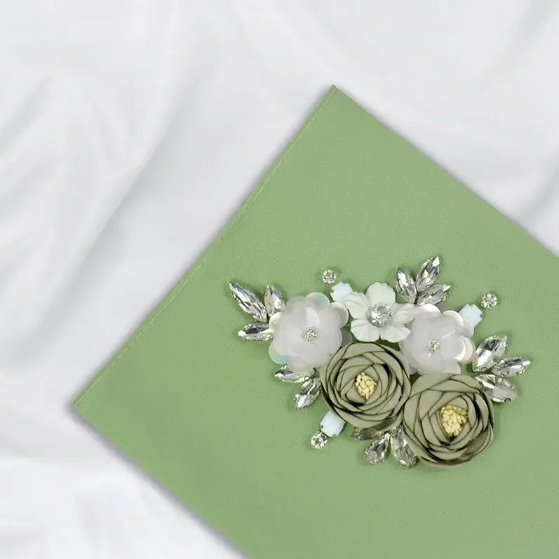 Light green Абайя Дубай, Аравийский полуостров мусульманский цельный хиджаб с жемчугом Musulman шарф женский шифон платок ислам бандо Femme Adulte Turbante Mujer - Цвет: Light green