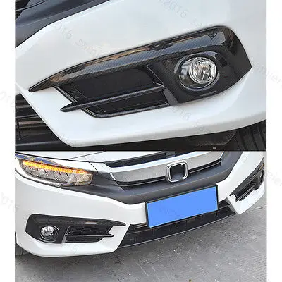 1 Pair Carbon Fiber Veins Fit For Honda Civic 16-17 Plastic Front Foglight Frame | Автомобили и мотоциклы