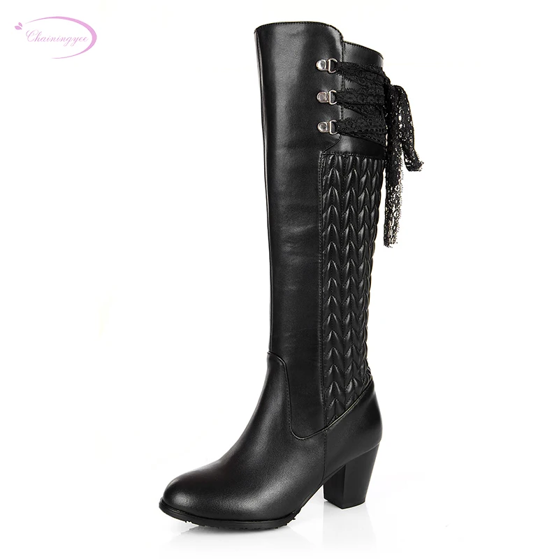 

Chainingyee handmade quality custom lace rivet restoring knee high boots zipper knights cowhide high-heeled women's riding boots