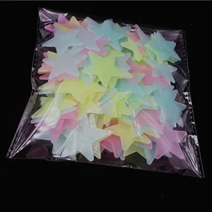 Пластиковые флуоресцентные украшения, светящиеся в темноте 3d-звезды, 100 шт.