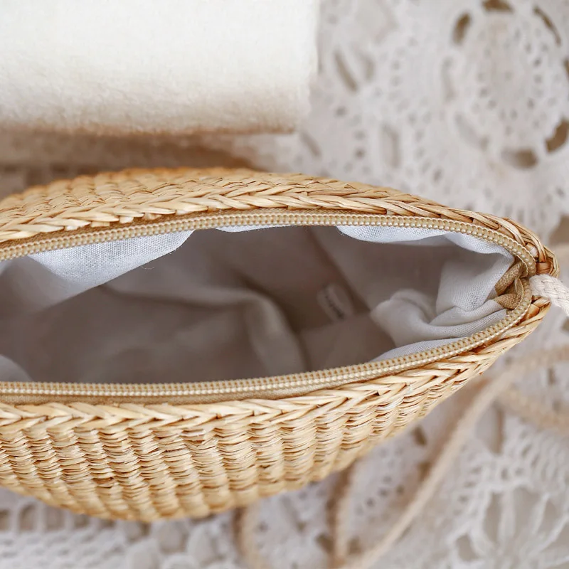 Женская Соломенная Сумка через плечо винтажная плетеная пляжная сумка на молнии