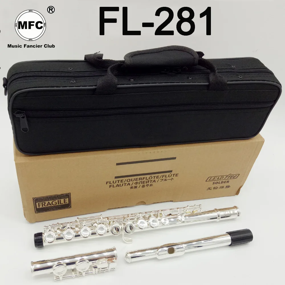 

Music Fancier Club Intermediate Standards Flute FL-281 Student Flutes Silver Plated 16 17 Holes Closed Open Hole With Case