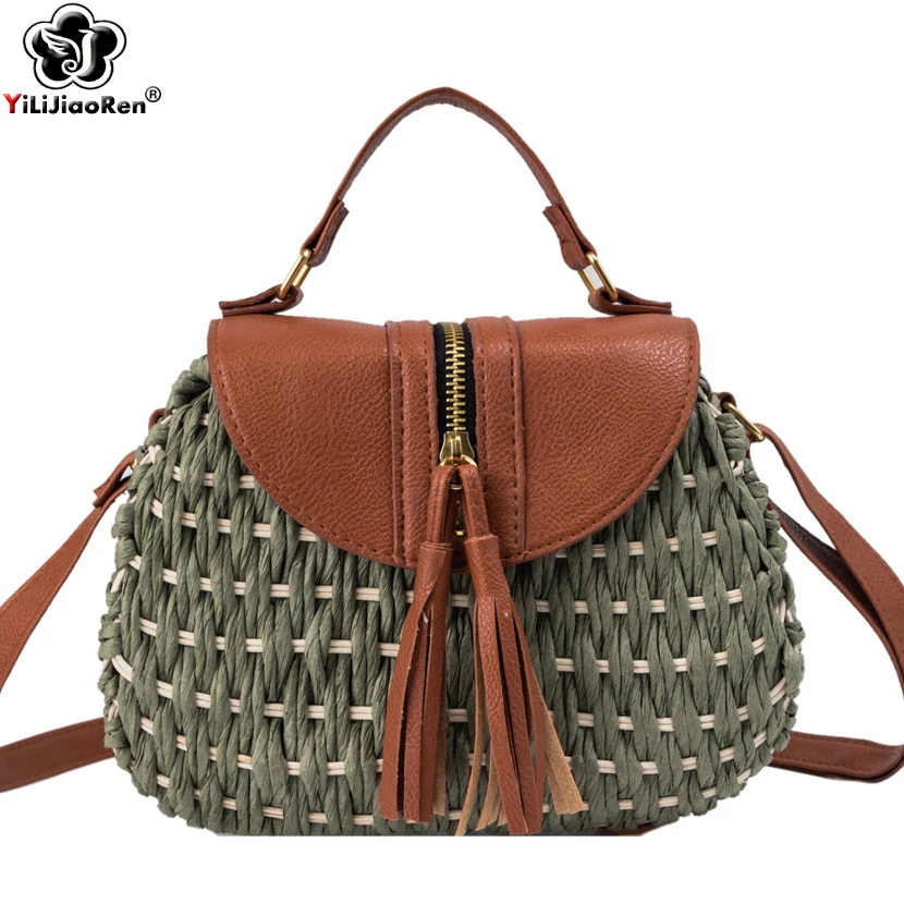 Модные Плетеные женские сумки ручной работы из ротанга летняя пляжная сумка