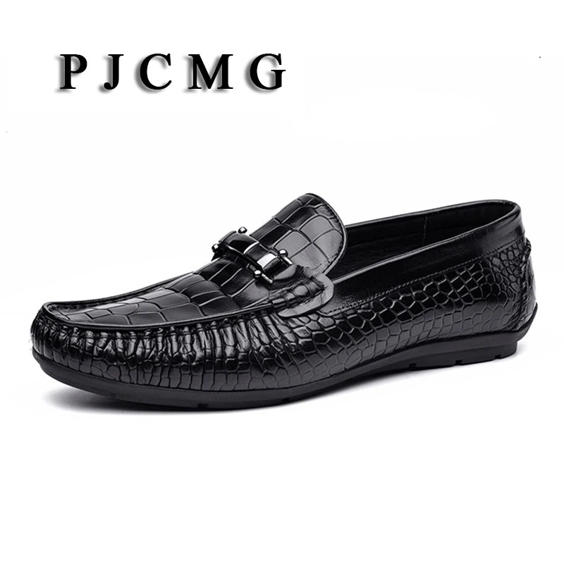 PJCMG Модные мужские черные/красные формальные Повседневные слипоны тисненые