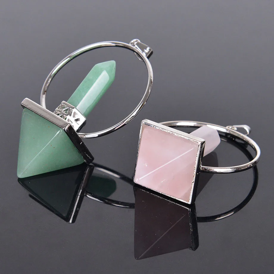 Натуральный подвеска в виде каменного маятника Биолокация шестиугольная Призма