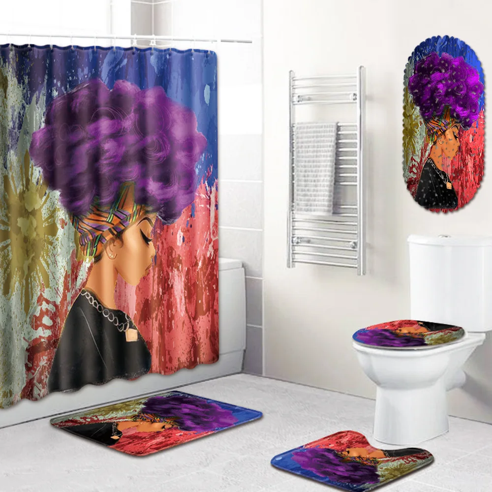 

Sexy Skirt Girl Bathroom Curtain Waterproof African Women Shower Curtain and carpet set for Bathroom mat Decoration 5pcs/set