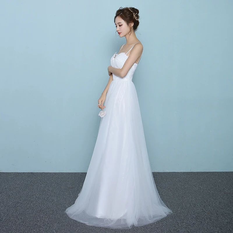 New Simple White Wedding Dress Spaghetti Straps Sweetheart Sleeveless Gowns A Line Beach Bridal Dresses Vestido De Novia | Свадьбы и