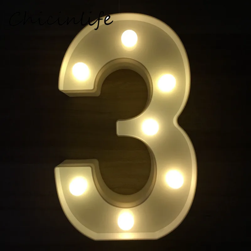 3 Chicinlife 1 шт., 0-9 цифр, светодиодный светильник на день рождения, стоячий ночник, лампа для юбилея, дня рождения, вечеринки, висячие украшения для детского душа - Цвет: 3