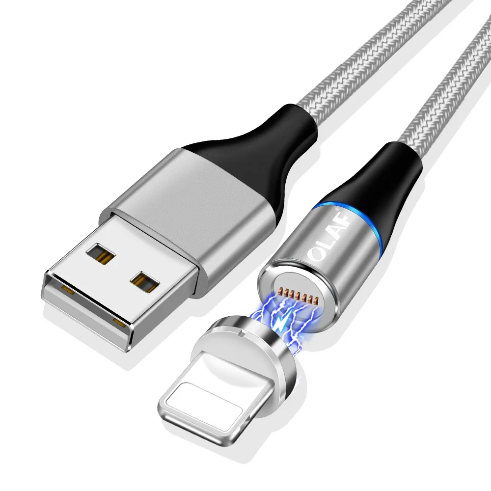 Silver IOS Cable Олаф 3а Быстрая зарядка Магнитный Micro USB Type C кабель зарядное устройство для iPhone 6 7 8 Plus X XR XS Max зарядки мобильного телефона USBC шнур - Цвет: Silver IOS Cable