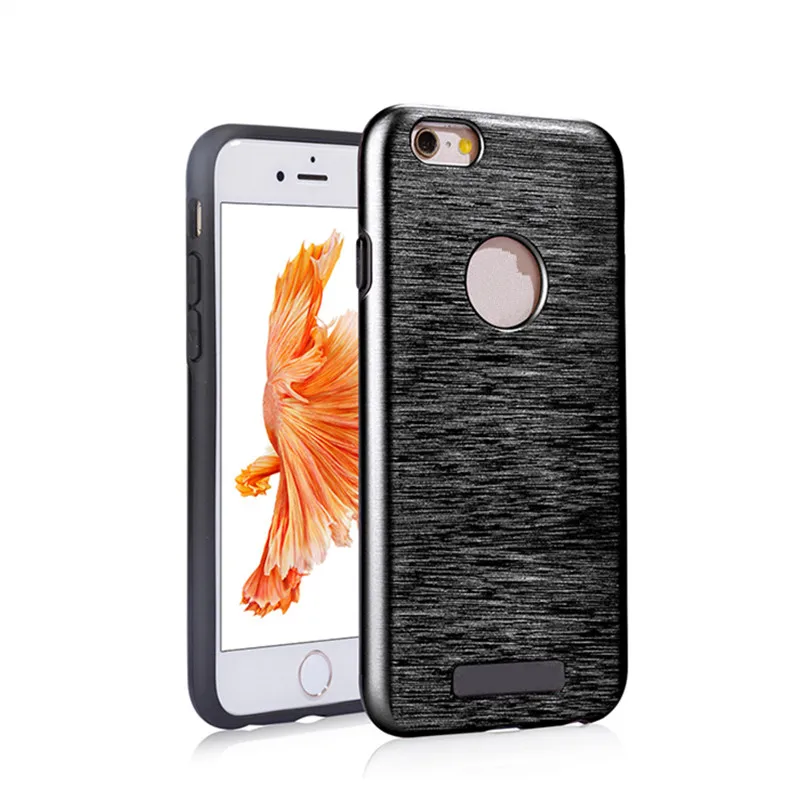 Мода роскошный 2 в 1 тпу дизайн пк + металл матовый алюминий телефон case для iphone 5 5s 6