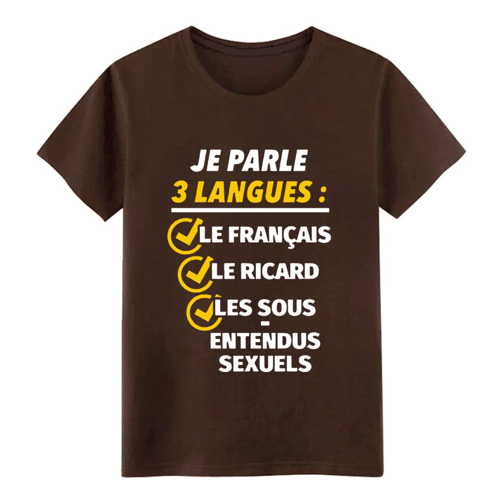 Je parle 3 langues le francais ricard les sous Футболка мужская Персонализированная 100% хлопок Размер