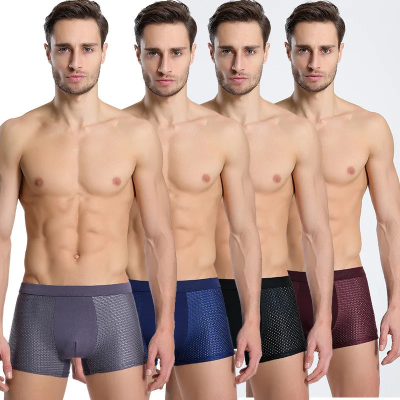Breather Mesh Hole мужское шелковое нижнее белье боксеры Hombre Cuecas забавные Трусы шорты