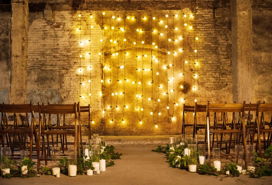 Laeacco старый Свадебный церемонии кирпичная стена лампочсветильник стул свеча