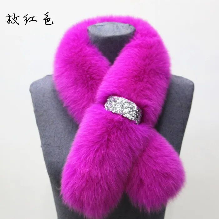 ZDFURS* Зимний натуральный Лисий мех шаль модный воротник длинный меховой шарф женский лисий мех кольцо украшение пальто меховой воротник - Цвет: rose