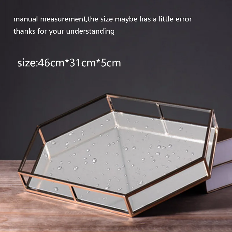 Современные искусственные металлические стеклянные зеркальные тарелки поднос