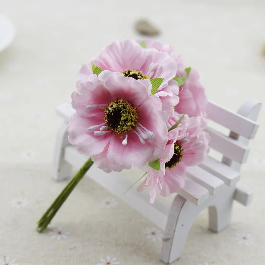 

12 pcs silk Cherry blossom Artificial flowers for wedding car decoration handicraft DIY Bride bouquet wreath Gift scrapbooking