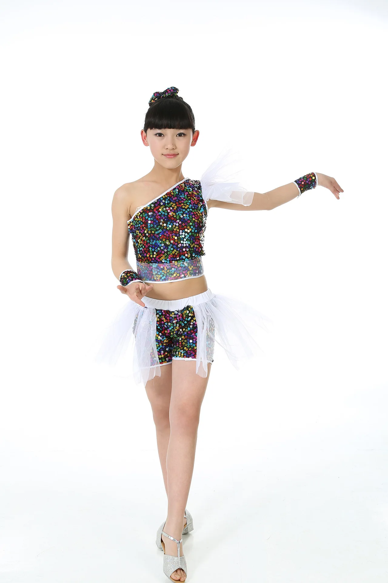 Girls Ballroom Dancewear Sequins Jazz Dance Costume Children DS Clothes Cheerleaders Costumes Music Festival Clothing | Тематическая