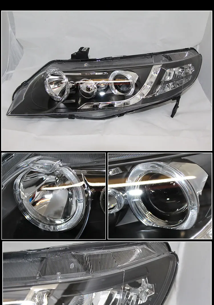 Hireno фары для 2006-2011 Honda Civic передних фар сборки светодиодный DRL ангел объектив двойной луч ксеноновые 2 шт