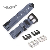 carlywet 24mm camo grey waterproof silicone rubber replacement wrist watch band strap belt for panerai luminor