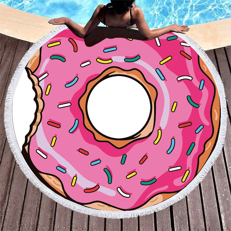 Doughnut ice cream Beach towel orange Swimming Bath Towel Yoga Blanket Tapestry Mat Decor towels blue red pink yellow |