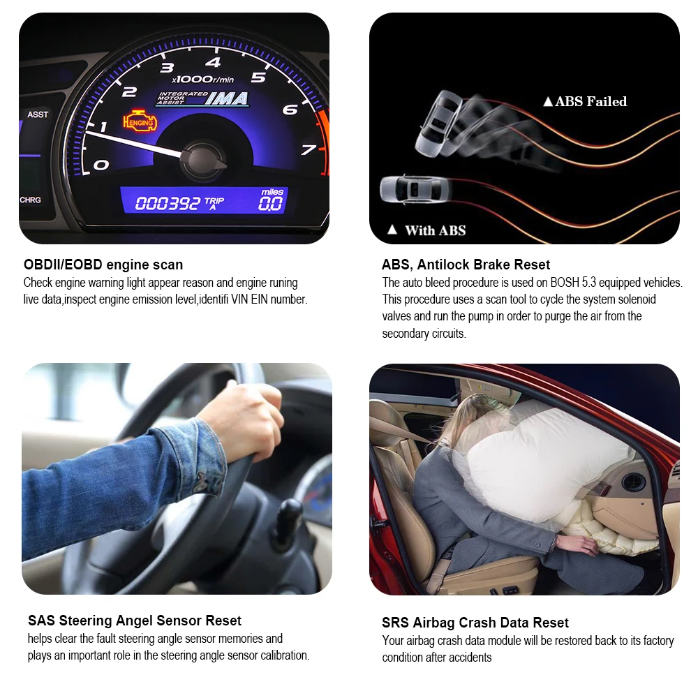 ANCEL AD610 OBD2 автомобильный сканер ABS подушка безопасности SAS автомобильный диагностический инструмент в португальский OBD2 Диагностика автомобиля обновление бесплатно