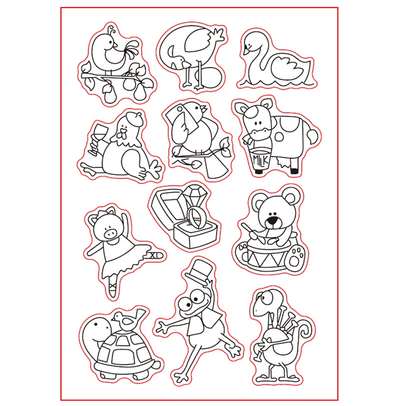 Прозрачный силиконовый штамп с праздничными животными/печать для DIY