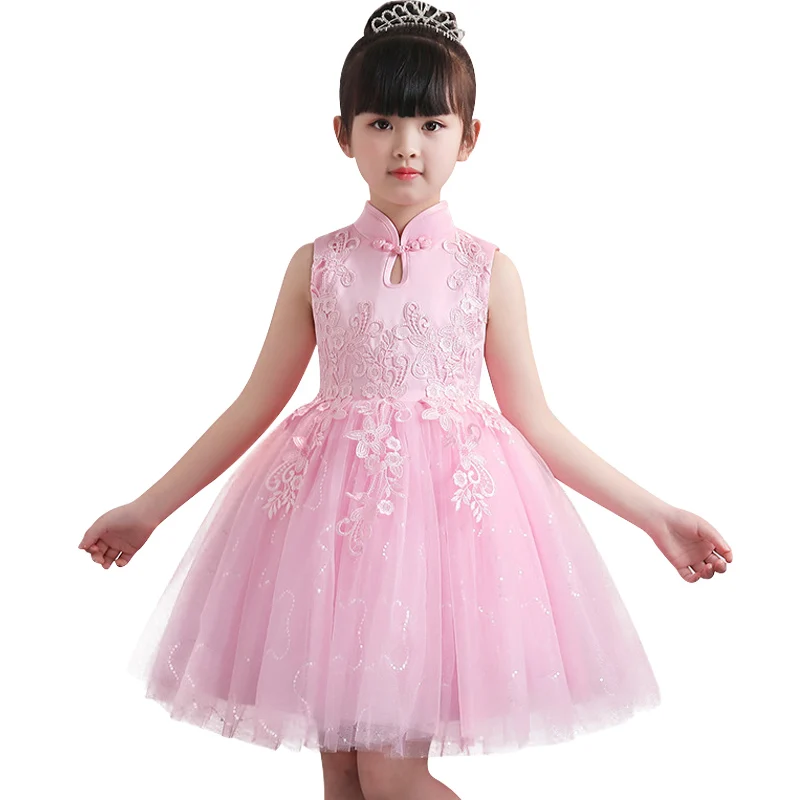 Summer dress stand collar evening children clothing flower girl for wedding clothes princess baby costume | Детская одежда и обувь