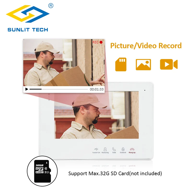 New 7 inch Video Intercom Home Door Phone Wired Doorbell Camera Monitor Outdoor Entry Access System Security | Безопасность и