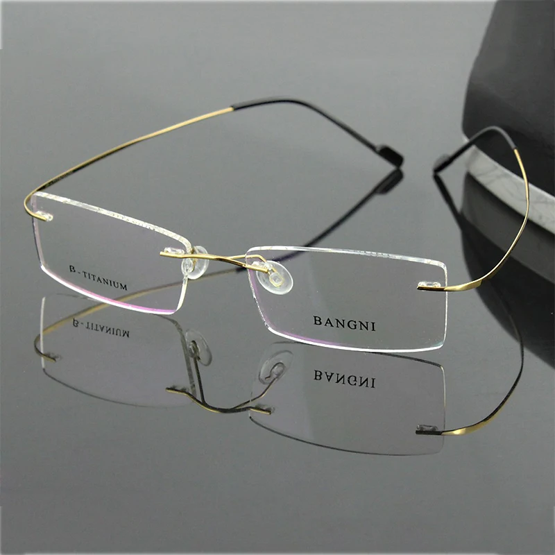 Безободковые титановые очки B невинтовые гибкие из чистого титана по рецепту