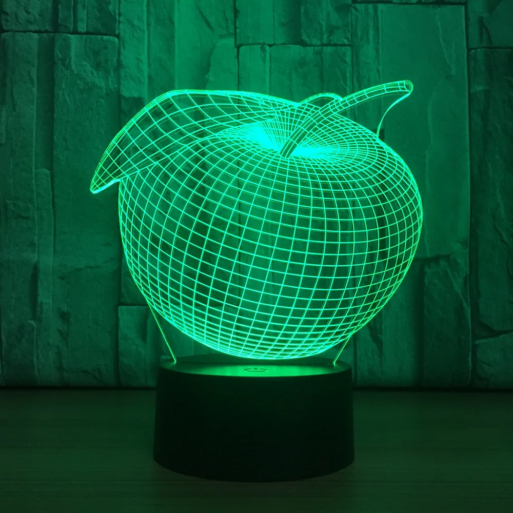 Креативный светильник Apple Fruit семь цветов Usb сенсорный акриловый светодиодный