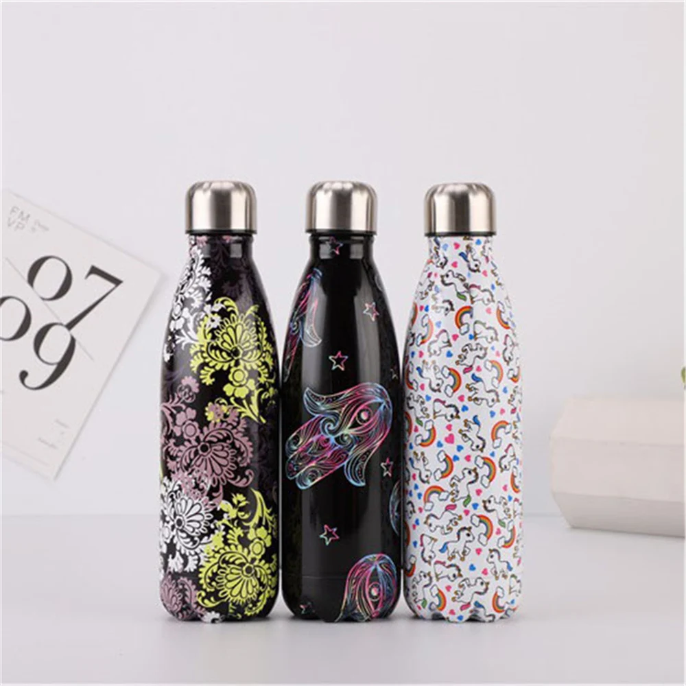 Цветная Цветочная бутылка для воды 500 мл с камуфляжным принтом портативная