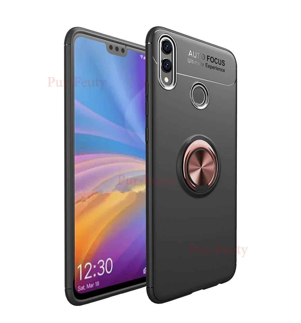 Black-Rose Gold Чехол для huawei Honor 8X X8 JSN L21 L22 L23, роскошное магнитное кольцо, Мягкая силиконовая задняя крышка из ТПУ для Honor8X JSN-L21 JSN-L22 - Цвет: Black-Rose Gold