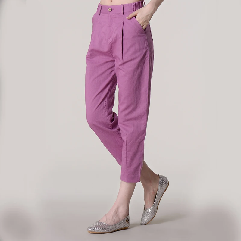 

summer Linen casual pants women' loose solid color cotton and linen harem pants women's pants was thin trousers women